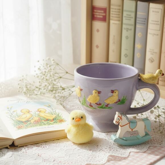 Vintage Global Design Connections Duck Mug | Lavender Purple Ceramic Ducklings - Picture 3 of 10